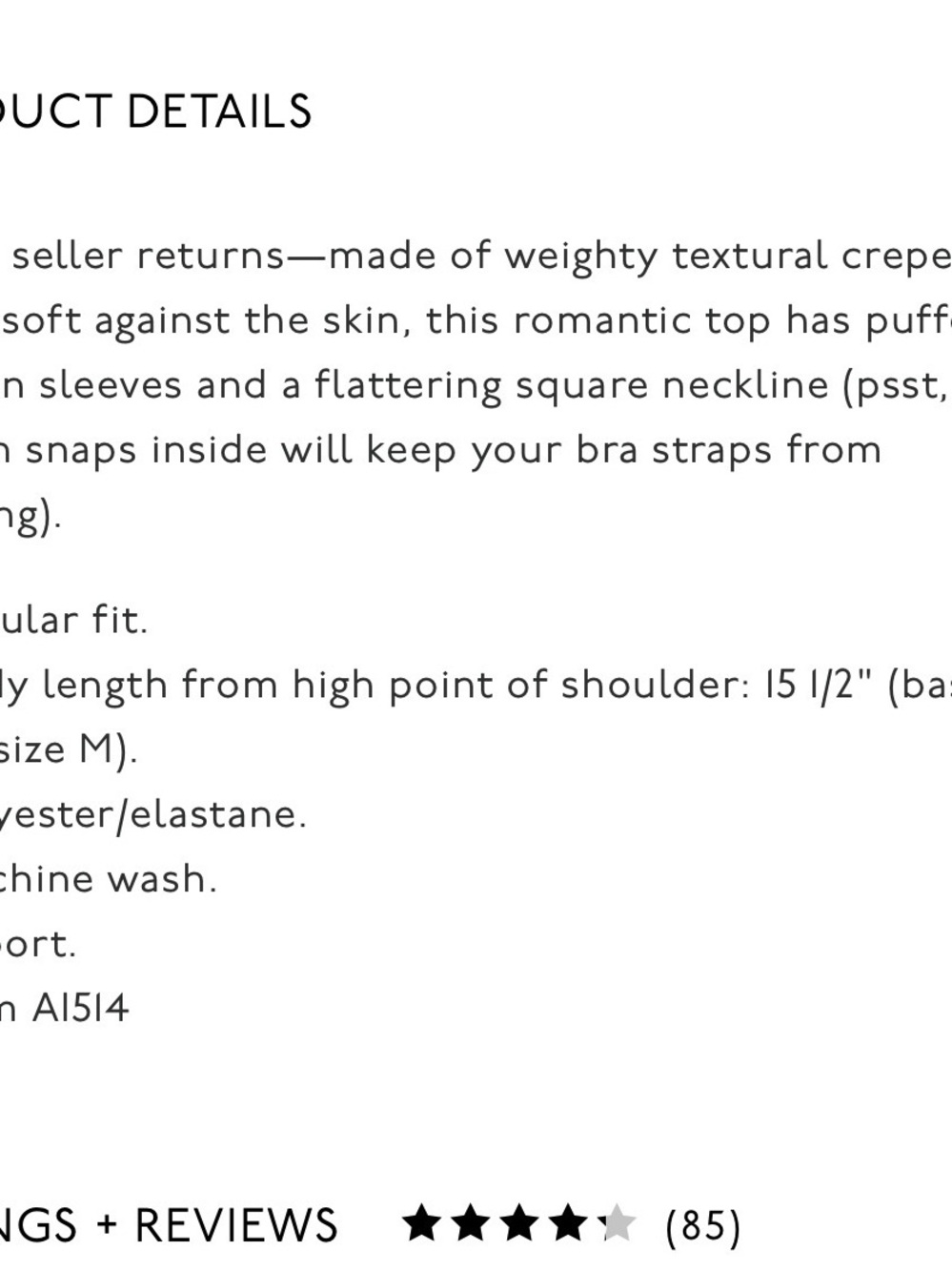 Madewell Crepe Square-Neck Puff-Sleeve Top - Black - Picture 9 of 9